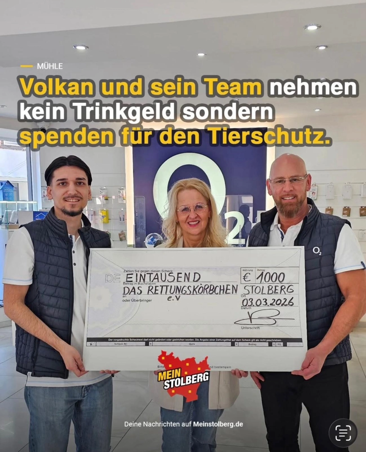 Statt Trinkgeld haben Volkan und sein Team 1.000 Euro für den Tierschutz gesammelt